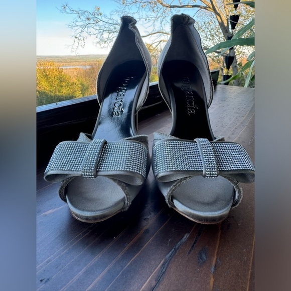 Pedro Garcia Swarovski Crystal Bow Pump 36.5 Stacy-mt Pyrite Satin 6.5 wedding - Picture 3 of 13